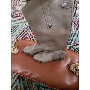 Sam Edelman Penny 2 Grey Frost Leather Back Zip Knee Riding Boots 5M
